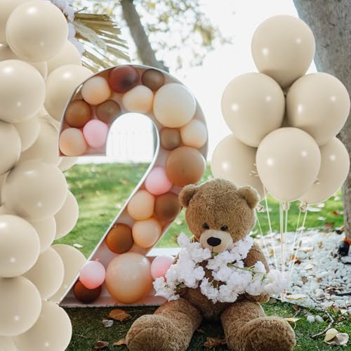 50pcs Sand White Balloons, 12inch White Sand Party Latex Balloon, Helium Ivory Balloons for Birthday Wedding Baby Shower G...