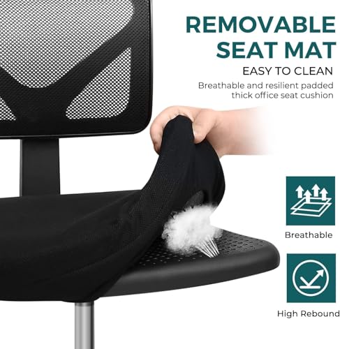 DUMOS Armless Desk Chairs Set of 2, Ergonomic Adjustable Home Office Swivel Rolling Task Chair No Arms, Comfy Mesh Mid Bac...