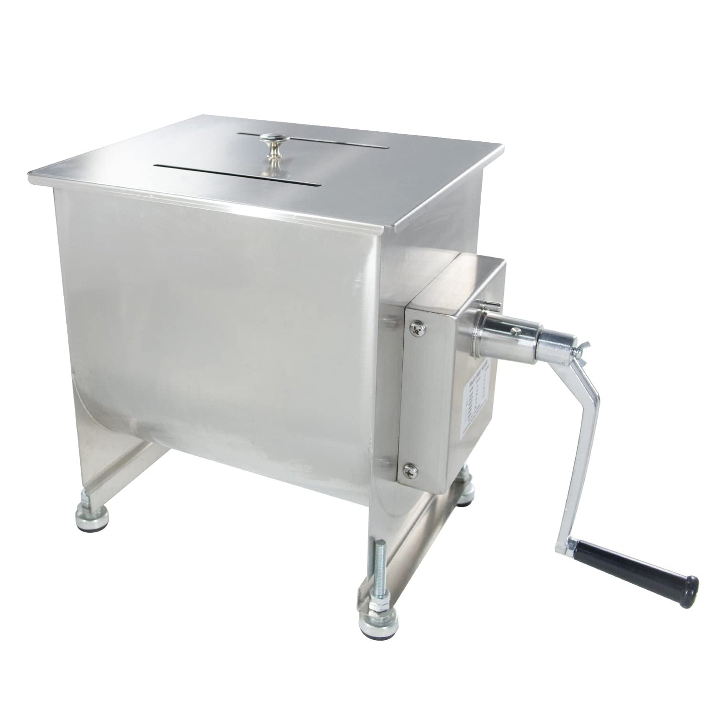 CMI Commercial Stainless Steel Manual Meat Mixers with lid,35Lb/20L Tank,(Mixing Maximum 35-Pound for Meat),Sausage Mixer Machine Meat Processing Equipment