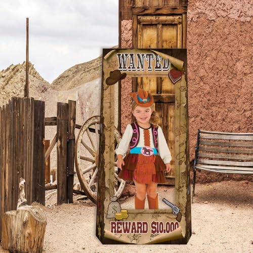 4.5ft Tall Life Size Stand in West Wanted Photo Booth Props Selfie Frames, Western Photo Booth Props for Western, West Cow...