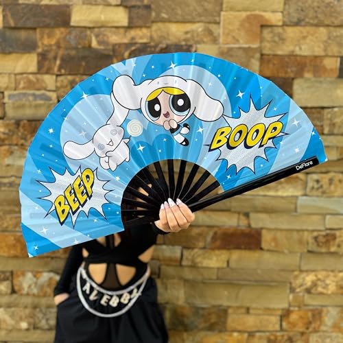 DeFlare | Kawaii Rave Fan | Large Hand Fan | Festival Gear & Accessory | Rave Accessory | EDM Rave Fan | Festival Fans
