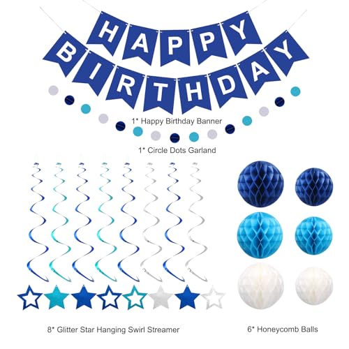 meowtastic Birthday Decorations, Happy Birthday Banner with Honeycomb Balls, Stars Hanging Swirl Streamers, Circle Dots Ga...