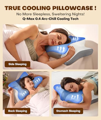 Cozyplayer True Cooling Cervical Neck Pillow for Pain Relief, Ergonomic Side Sleeper Pillow for Neck Support, Odorless Ort...