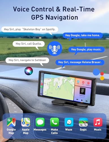 Wireless Apple Carplay Screen for Car, 10.26" HD Touchscreen Portable Android Auto Car Stereo with Bluetooth Car Radio Rec...