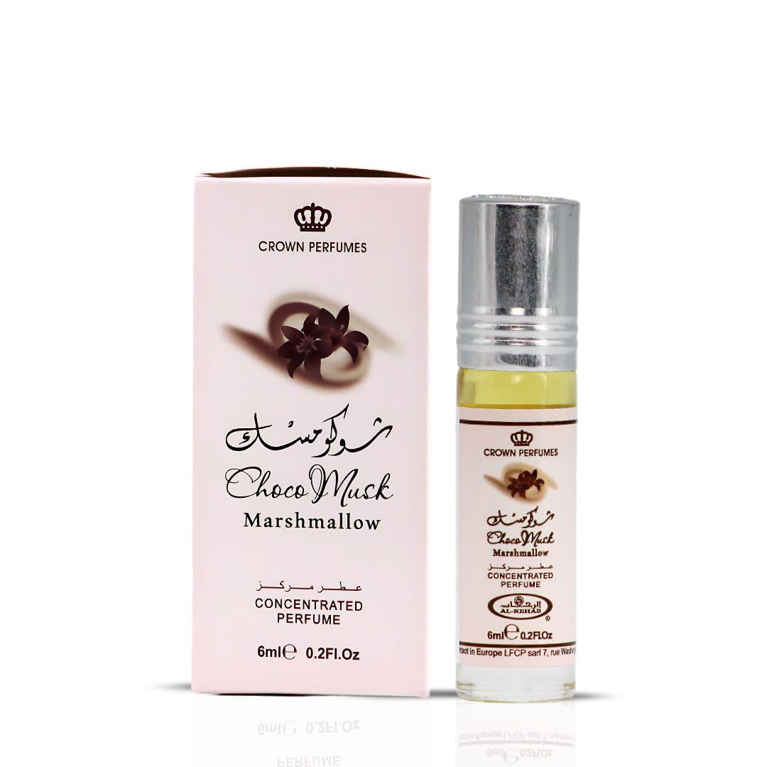 Al-Rehab Choco Musk Marshmallow Perfume Oil Roll-On - 6ml (0.2 oz) | Gourmand Fragrance with Strawberry, Marshmallow & Cocoa | Sweet, Fluffy & Addictive | Arabian Dessert Scent (Pack of 3)