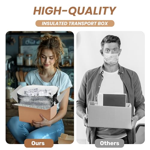 2 Pack Insulated Shipping Boxes with Aluminum Foil Liner,Thermal Insulation Cold Pack Shipping Boxes for Frozen, Reusable ...