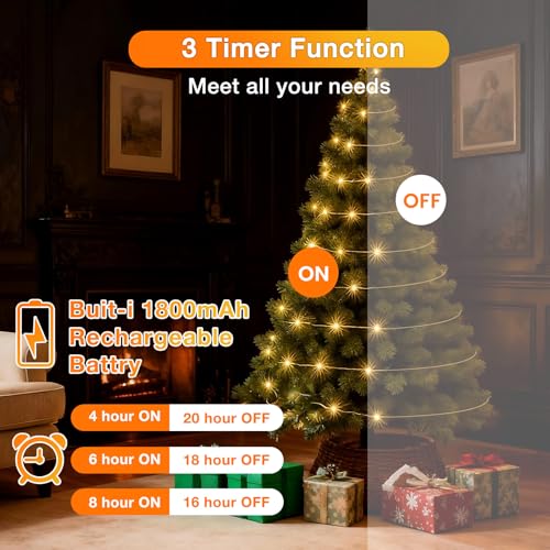 Fairy Lights Plug in, 100 Led with Remote 32Ft, Long Twinkle Light Waterproof String Light Camping Lights, 3 Timer 8 Mode...