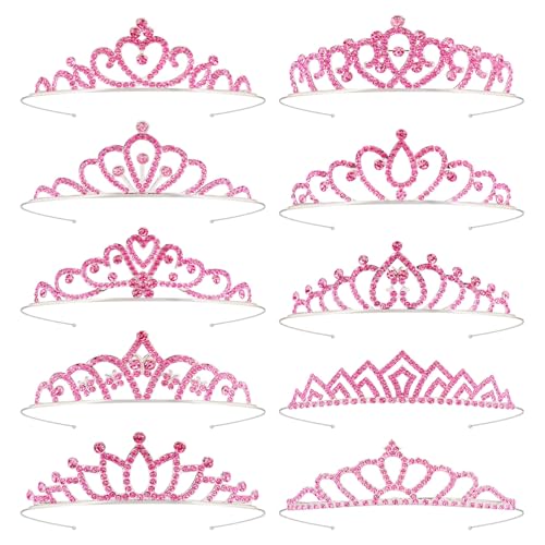 Tihebax 10 Pcs Pink Tiaras Crowns Headbands for Women Girls Princess Tiara Bulk Crown Rapunzel Crown for Wedding Birthday ...