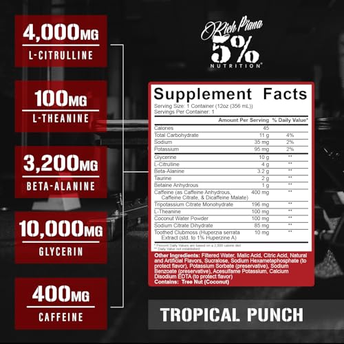 5% Nutrition Kill It Ready-to-Drink High Stim Pre Workout | 400mg Caffeine Energy Drink | Extreme Pump, Endurance, Focus &...