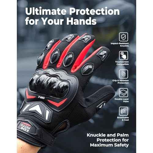KEMIMOTO Motorcycle Gloves for Men, Touchscreen Cycling Gloves for Outdoor Sports On-Road Off-Road Mountain Motorcycle Motorcross Motorbike Dirt Bike Bicycle Racing ATV UTV