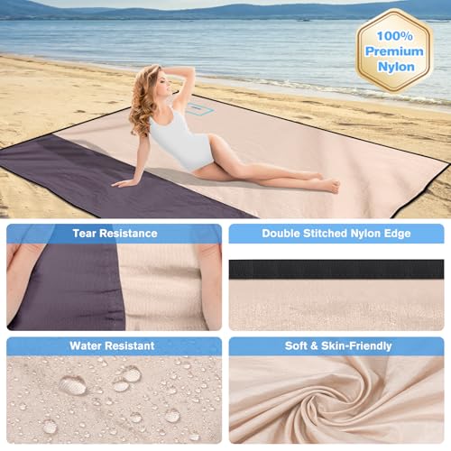 SKYREH Beach Blanket Waterproof Sandproof Large Beach Mat 79" X 87", Quick Drying Durable Portable Lightweight Outdoor Nyl...