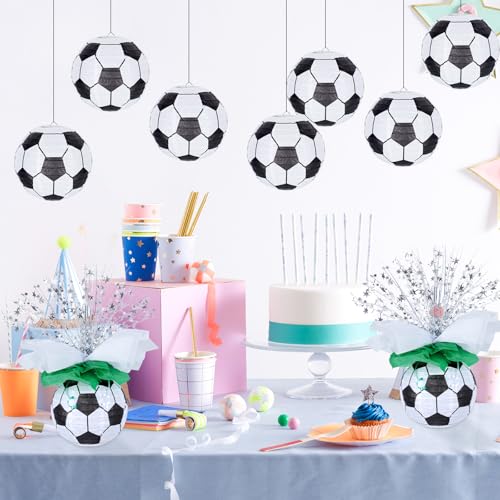 36 Pieces Soccer Paper Lanterns Centerpieces Decorations 8'' Soccer Lanterns Table Centerpieces with Metallic Foil Centerp...