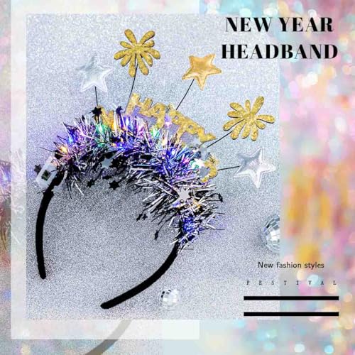 Gangel Light Up New Year Headband LED Christmas Hairband Sparkling Tinsel Headbands Festival Hair Accessories for Women