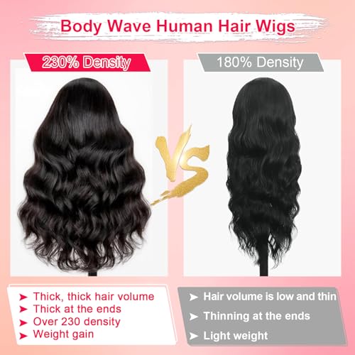 13x6 Body Wave Lace Front Wigs Human Hair Pre Plucked HD Transparent Lace Frontal Wigs Human Hair 250% Density Glueless Human Wigs with Baby Hair for Women 24 Inch