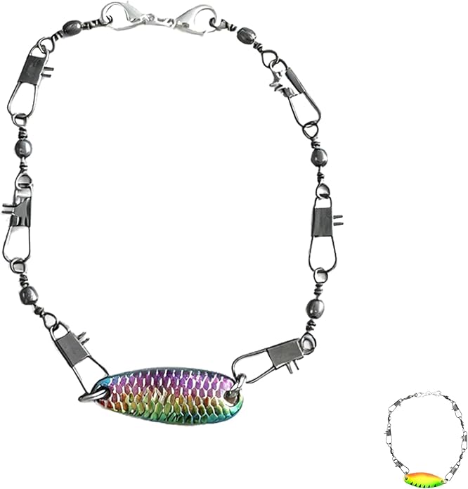 Eagyrosi Handmade Fishing Lure Bracelet with Metal Swivels and Spoon Lures - Excellent Gift for Men, Women, Anglers, and O...