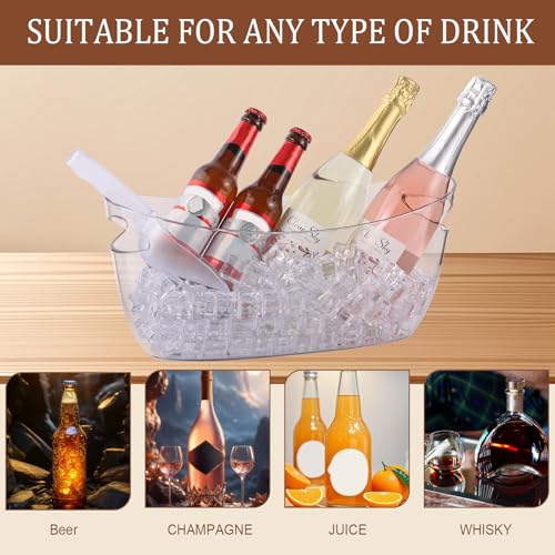 2Pcs Ice Bucket, 5.5L Clear Acrylic Champagne Bucket, Large Ice Buckets for Parties, Champagne Beverage Tubs, Mimosa Bar S...