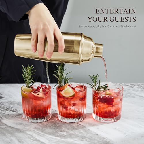 KITESSENSU Cocktail Shaker Set, Stainless Steel Bartending Kit with 25 Ounce Cocktail Shaker with Built in Drink Strainer,...