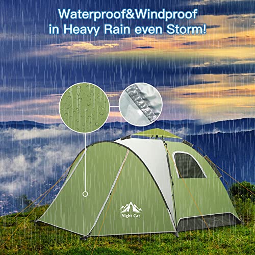 Night Cat Instant Popup Tents 2-3 Persons with Footprint Tarp Easy Setup Camping Tent with Rainfly Double Layers Waterproo...