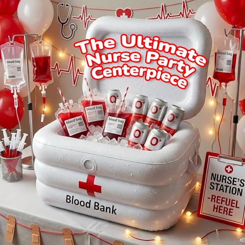 ArtCreativity Inflatable Blood Bank Cooler - Hospital-Themed Drink & Snack Holder, Nurse Graduation Party Decorations, Hal...