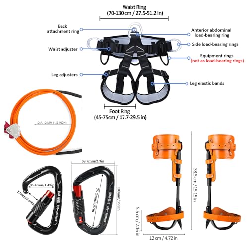 Auckyeer Tree Climbing Gear Set, Adjustable Tree Climbing Spikes Tree Climbing Tool for Tree Work