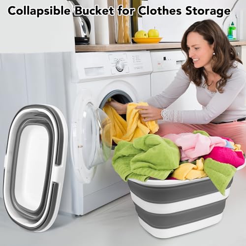 2 Pack Collapsible Mop Bucket, 16L(4.2 Gal) Plastic Bucket for House Cleaning, Car Washing, Silicone Cleaning Supplier Org...