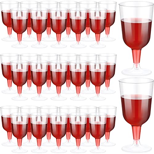 Meanplan 100 Pcs Plastic Wine Glasses with Stem 6oz Plastic Wine Cups for Parties Disposable Stackable, Wedding Picnics(Si...