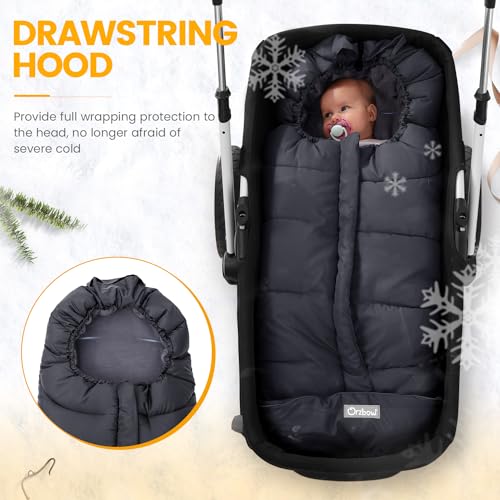 Orzbow Universal Footmuff for Stroller, Winter Warm Baby Stroller Bunting Bag, Waterproof Windproof Warm Polar Fleece Line...