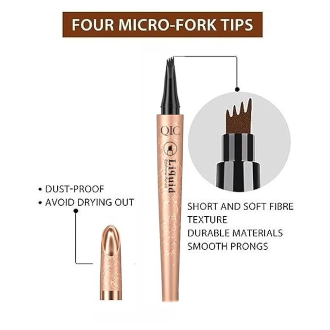 Eyebrow Pencil,Waterproof Brow Pen with Micro-Fork Tip,Smudgeproof Long Lasting Fine Sketch Microblading Pen，Natural Looking Eye Makeup Eyebrow Pen-01#Light coffee color