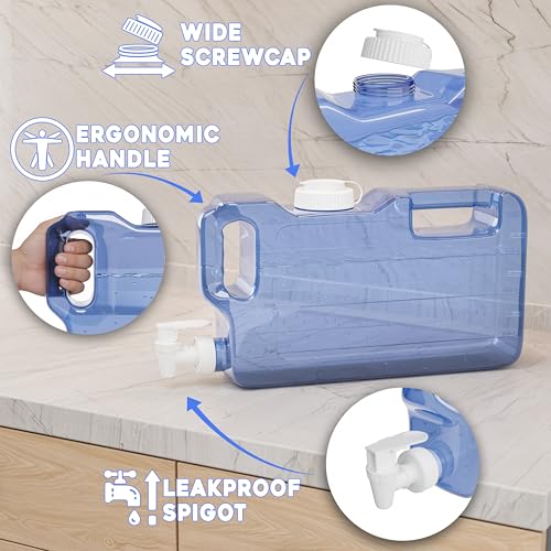 Refrigerator Water Dispenser 1.1 Gallon Bottle with Spigot - BPA Free Plastic Slim Water Jug with Spout Leak Proof | Refil...
