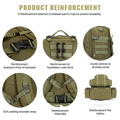 CALUOMATT Large Military Tactical Backpack for Men, 40-50L Backpacks for Women, Bug out Bag Army 3 Days Pack Bags Rucksack...