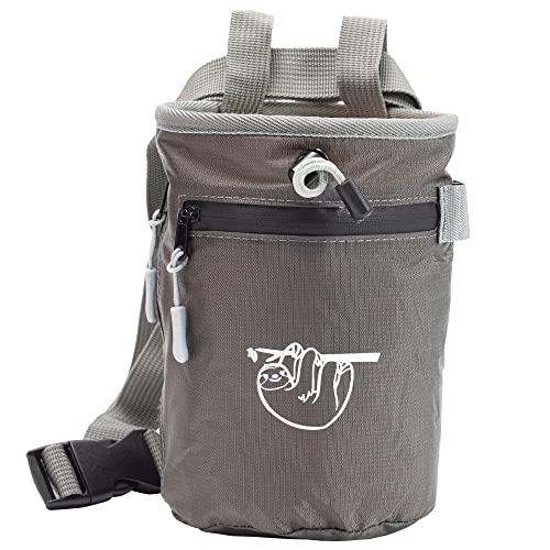 Chalk Bag for Rock Climbing, Climbing Chalk Bag for Bouldering with 2 Large Zipper Storage Pockets, Premium Gym Chalk Bag ...