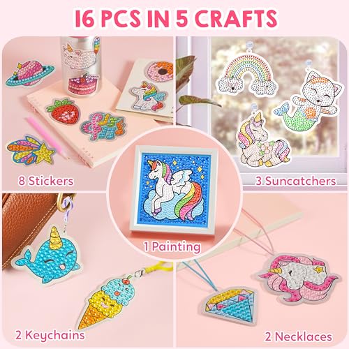 Klever Kits 16 Projects Gem Painting, Kids Diamond Art Kit for Kids with 5D Diamond, Arts and Crafts for Girls Ages 6-12, ...