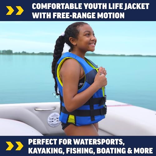 Wow Sports Kids Life Jacket, US Coast Guard Approved Life Vest for Fishing, Kyaking, & Boating PFD