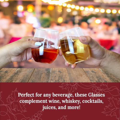 Reli. (20 Pack Disposable Wine Glasses 12 oz | Stemless Plastic Wine Glasses for Parties | BPA-Free, Shatterproof Plastic...