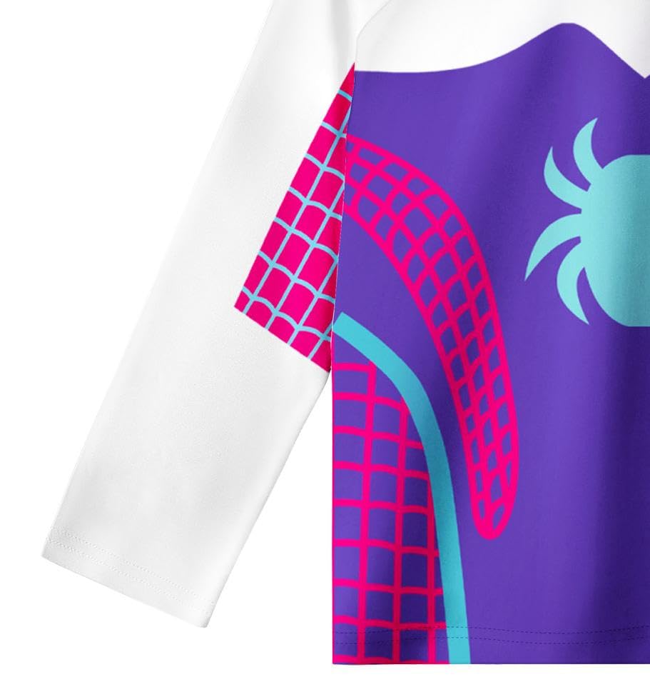 Lansidun Girls Rash Guard Bathing Suits Kids Swimsuits Long Sleeve Swimwear 3-8 Years Purple