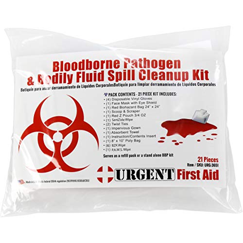 22 Piece Bodily Fluid Clean Up Pack/Bloodborne Pathogen Spill Kit - be OSHA Compliant and Protect from Dangerous Exposure ...