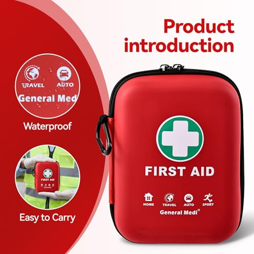 General Medi First Aid Kit - 170 Pieces Hard Case and Lightweight - Great for Travel, Home, Office, Vehicle, Camping, Work...