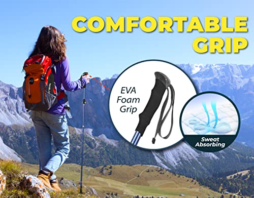 TREKOLOGY TREKZ SE 2pc Collapsible Hiking Stick - Lightweight, Foldable Retractable Trekking Poles for Men, Women & Senior...