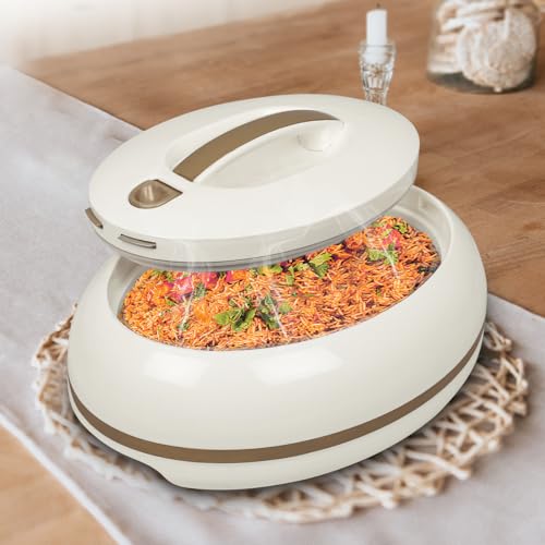 Elegant Large Oval Insulated Casserole Carrier Dish- One Hand Open Lid- 3.15 qt. Luxury Hot Pot Food Warmer/Cooler -Therma...