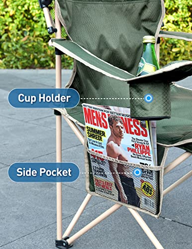 Docusvect Folding Camping Chair with Shade Canopy for Adults, Canopy Chair for Outdoors Sports with Cup Holder, Side Pocke...
