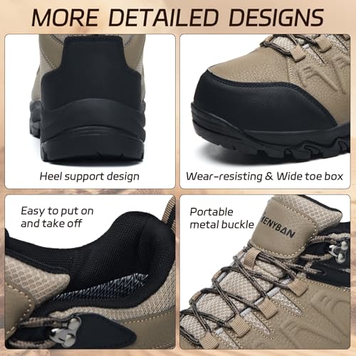 MENYBAN Waterproof Hiking Shoes Men Non-Slip Grip Ankle Support, Fashion Sneakers Tennis Walking Shoes Durable Comfort for...