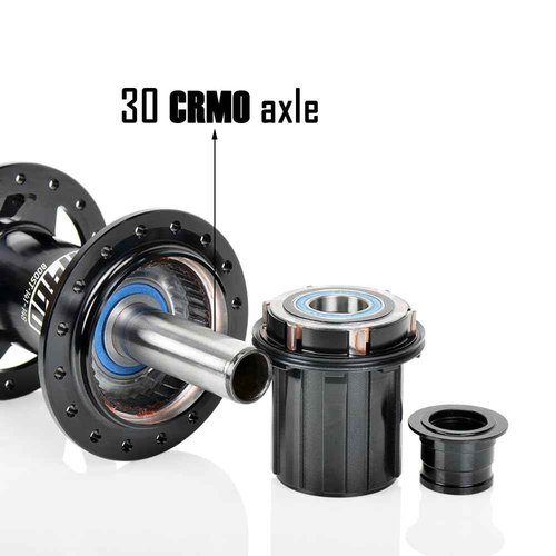 Enjcyling Boost MTB Rear Hub, 32 Holes 32H Thru Axle Hubs 12x148mm, 6 Pawls 72 HD 30 Chrome Steel Axis Disc Brake Bearing, for KOOZER XM460, HG Compatible with Shimano MTB 8-11S & SRAM PG 8-12S