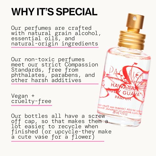 Pacifica Hawaiian Ruby Guava Spray Perfume - Vegan, Cruelty-Free Personal Fragrance with Essential Oils