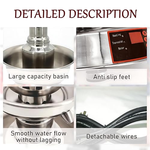 FgdVrelnor 3-Level Party Fountain, 3-Level Stainless Steel Electric Commercial Beverage Dispenser, Adjustable 0 to 100℃, E...