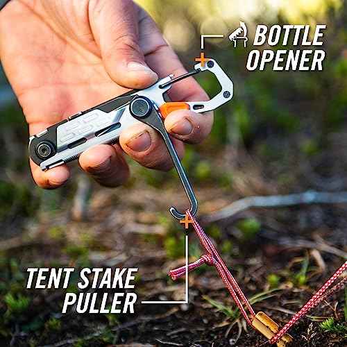 Gerber Gear Stake Out 11-in-1 Multi-tool - 2.2" Plain Edge Blade, Tent Stake Puller, Carabiner Carry - EDC Gear and Equipment - Bronze