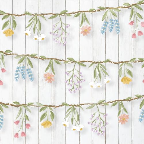 Cheerland Flower Banner Wildflower Garland Floral for Enchanted Garden Theme Picnic Wedding Wild One Bloom Baby Shower Bir...