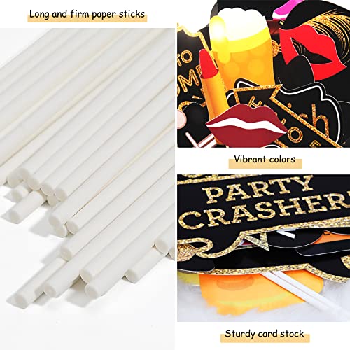 Adult 60th Birthday Photo Booth Props(41Pcs) for Her Him Cheers to 60 Years Birthday Party, Gold and Red Decorations, 60th...
