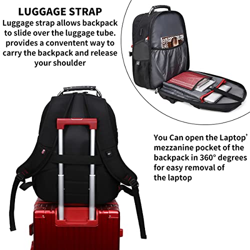 SHRRADOO Extra Large 50L Travel Laptop Backpack with USB Charging Port, College High School Backpack Airline Approved Busi...