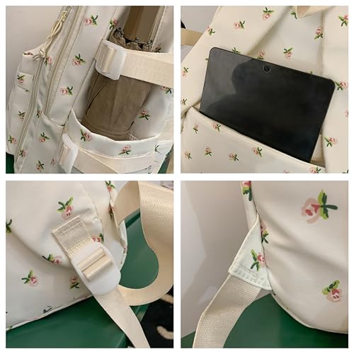 MININAI Cute Floral Printed Backpack for Women Preppy Kawaii Aesthetic Laptop Bookbag Coquette Work Travel College Daypack...