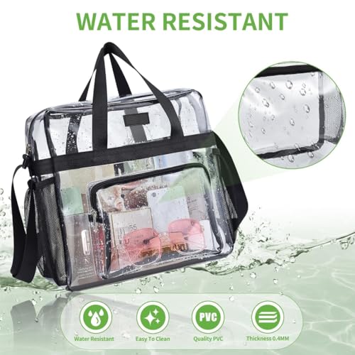 Bagenius Clear Tote Bag Stadium Approved, 12x6x12 Game Day Clear bag for Stadium Events, Top Handle Bags for Concert Work Gym